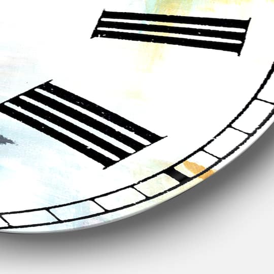 Designart 'Teal And White Composition Large Modern Wall Clock